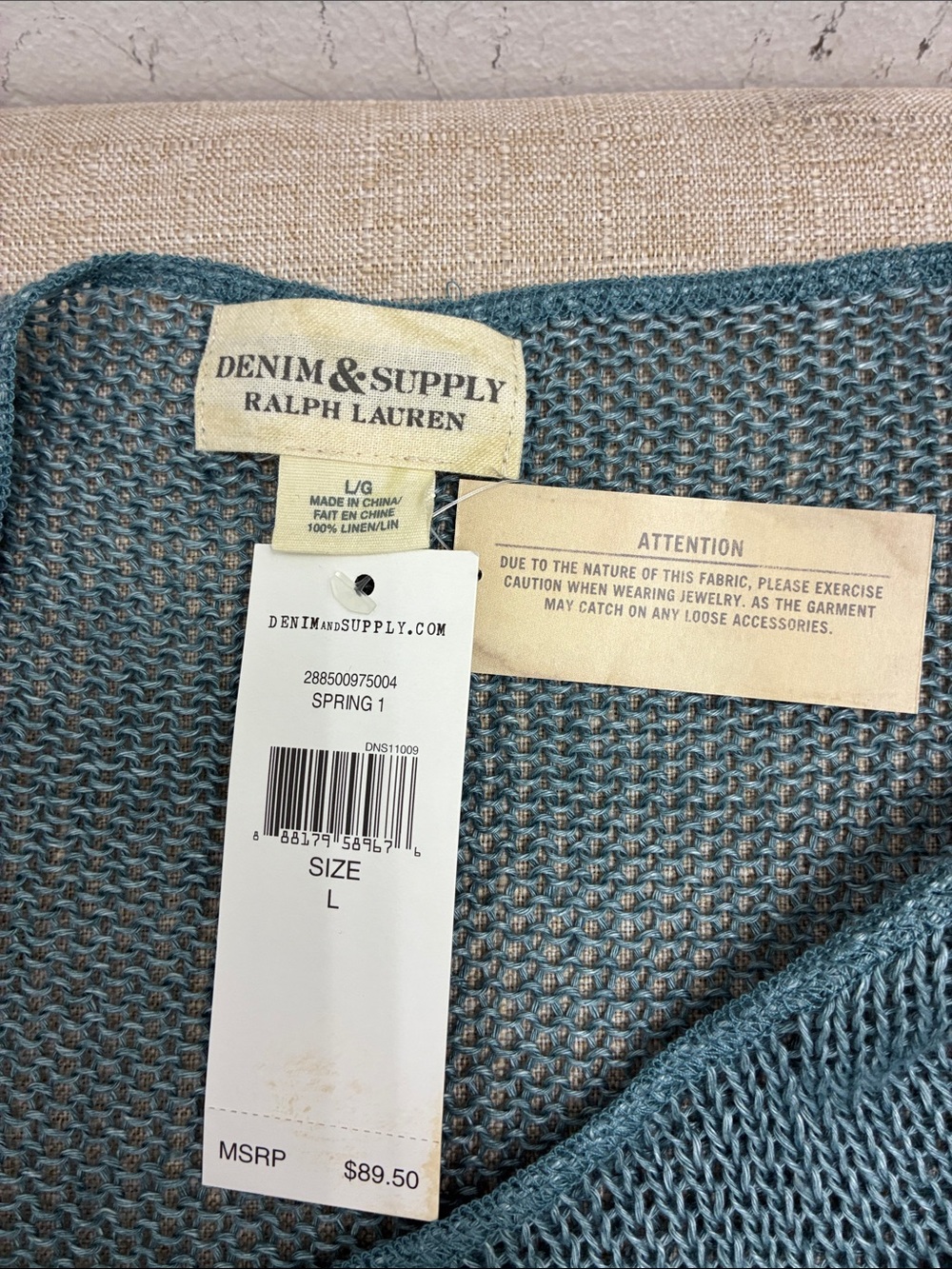 Ralph Lauren Teal Open-Weave Off-the-Shoulder Sweater - Picture 8 of 8